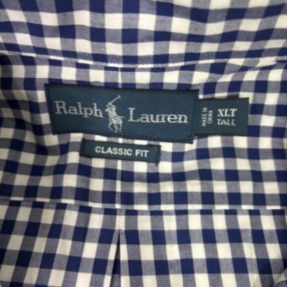 Ralph Lauren Navy and White Checkered Shirt Size XLT - Picture 5 of 6